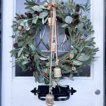 Artificial Foliage Wreath With Cowbells And Ribbon Kit, 2 of 2