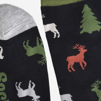 Men's Bamboo Socks Stag Reindeer Christmas Tree, 4 of 5