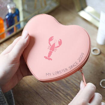 Personalised 'My Lobster' Heart Travel Jewellery Case, 4 of 7