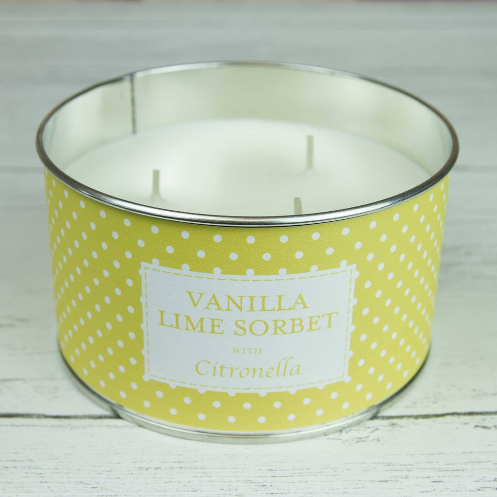 Vanilla Lime Sorbet Citronella Three Wick Candle By The Country Candle