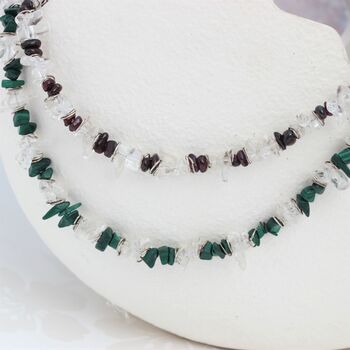 Gemstone Beaded With Crystal And Silver Collar Necklace, 2 of 6