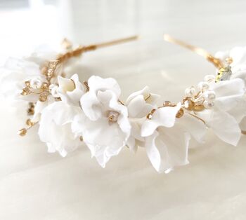 White Floral Bridal Crown, 5 of 6