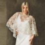 Floral Lace Cape Beaded Wedding Dress Cover Up, thumbnail 1 of 12