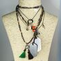 Picasso Beaded Tassel Charm Necklace, thumbnail 2 of 5