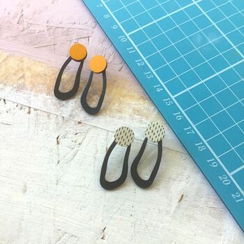 Contemporary Brass And Wooden Wave Earrings, 2 of 2