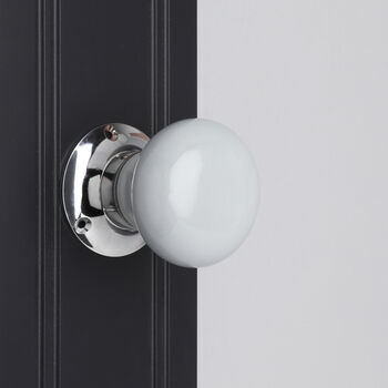 G Decor Perfect Edit Light Grey – Set Of Handcrafted Ceramic Mortice Door Handles, Internal Turning Knobs For Bedroom And Room Doors With Chrome Base, 3 of 5