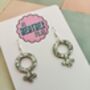 Silver Feminist Sign Glitter Earrings / Girl Power Jewellery / Empowered Woman Statement / International Women's Day Gift, thumbnail 2 of 5