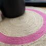 Pink Border Round Jute Rug, thumbnail 3 of 3
