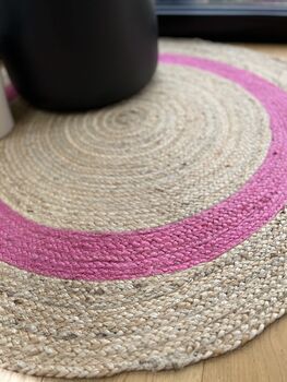 Pink Border Round Jute Rug, 3 of 3