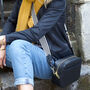 Black Leather Crossbody Bag With Striped Strap, thumbnail 4 of 7