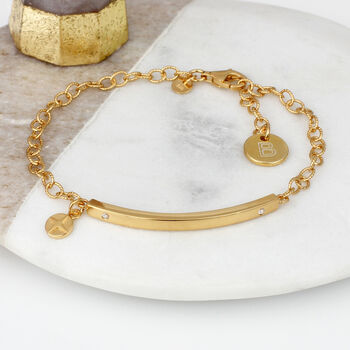 18ct Gold Plated Or Silver Personalised Bar Bracelet, 2 of 5