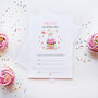 10 Unicorn Cupcake Party Personalised Invitations, thumbnail 1 of 2