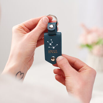 Personalised Star Sign Constellation Photo Birthday Keyring, 4 of 9