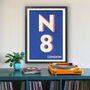 N8 Haringey, Crouch End London Postcode Print, thumbnail 1 of 10