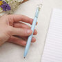 Pastel Blue Ballpoint Pen With Gold Clip, thumbnail 2 of 4