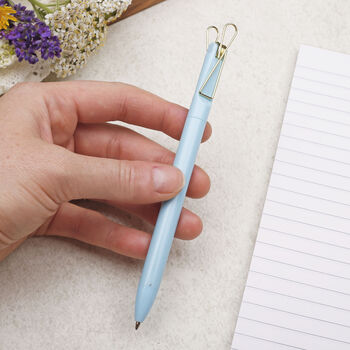 Pastel Blue Ballpoint Pen With Gold Clip, 2 of 4