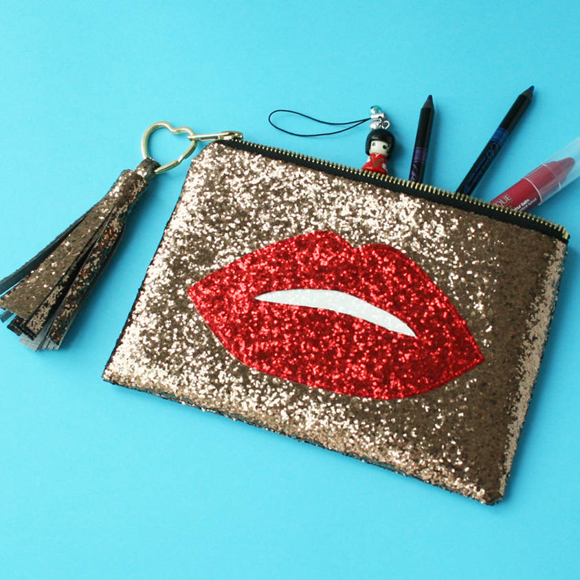 Glitter Lips Clutch Bag Ruby By SoS15