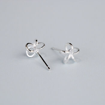 Sterling Silver Wire Flower Stud Earrings, 4 of 6