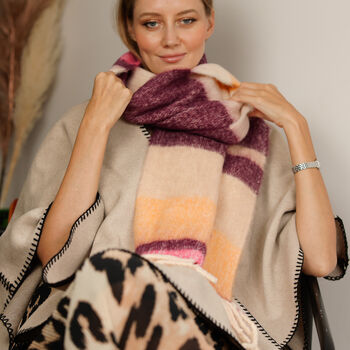 Personalised Chunky Coral Red Striped Scarf, 4 of 12