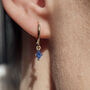 Sapphire September Birthstone Delicate Dangle Hoops, thumbnail 1 of 4