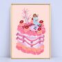 Personalised Lips Birthday Cake Illustration Art Print, thumbnail 5 of 9