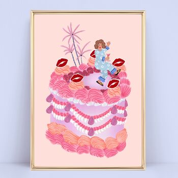 Personalised Lips Birthday Cake Illustration Art Print, 5 of 9