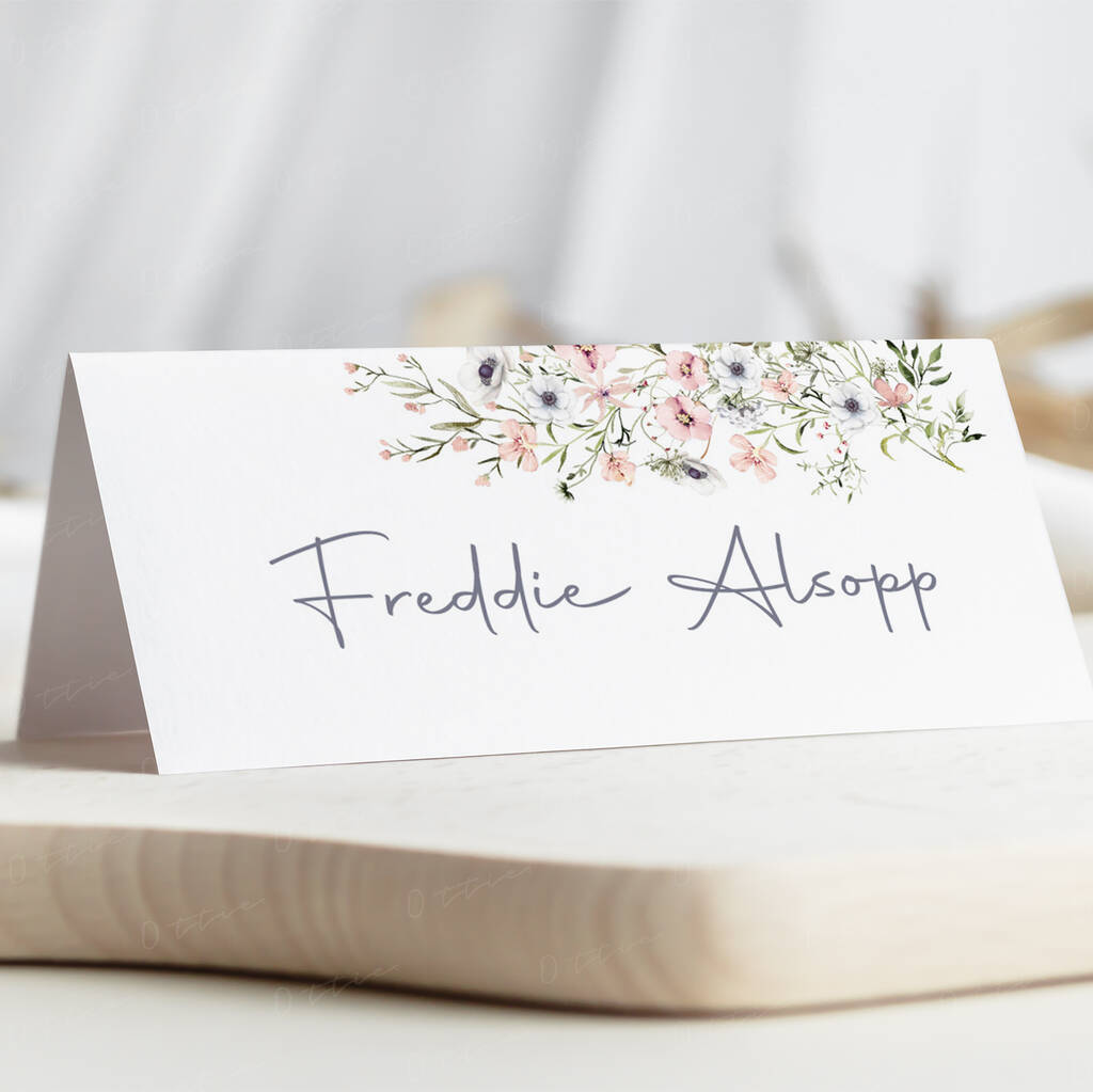 Wedding Place Cards Pink Wild Flower, 1 of 6