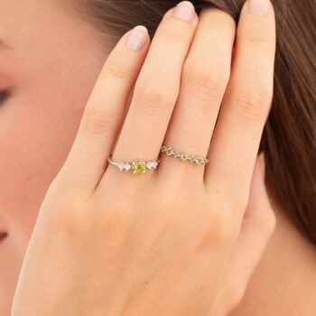 Emerald And Peridot Stackable Half Eternity Band In Sterling Silver And Gold, 11 of 12