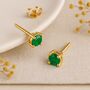 9ct Gold Emerald May Birthstone Stud Earrings, thumbnail 1 of 3