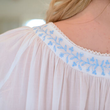 White Cotton Embroidered Nightdress, 6 of 8