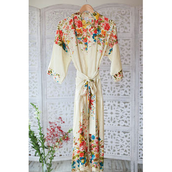 Orchard Blossom Organic Cotton Kimono Dressing Gown, 3 of 6