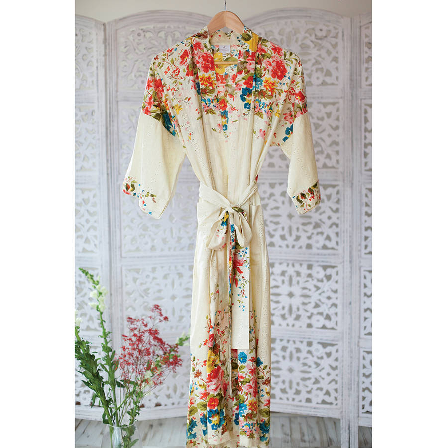 Orchard Blossom Organic Cotton Kimono Dressing Gown, 1 of 6
