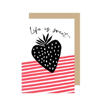 Life Is Sweet Lino Greetings Card, 2 of 2
