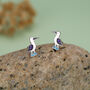 Sterling Silver Blue Footed Booby Stud Earrings, thumbnail 2 of 11