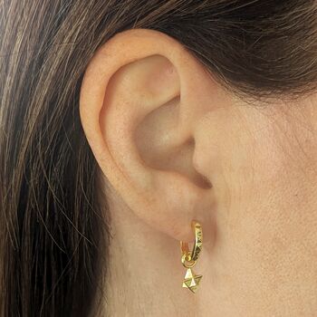The Tetrahedron Accent Pyramid Hoop Earrings, 5 of 5