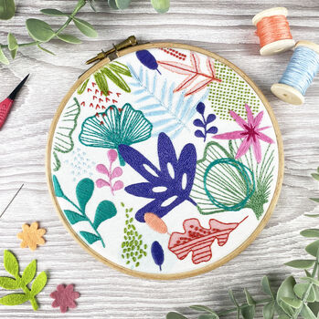 Abstract Florals Embroidery Kit, Craft Diy Sewing Kit, 5 of 9