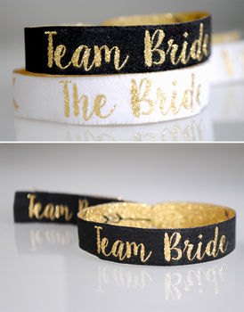 Team Bride Black And Gold Hen Party Wristbands, 8 of 8