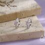 Sterling Silver Pale Pink Cz Flower Huggie Hoops, thumbnail 4 of 12