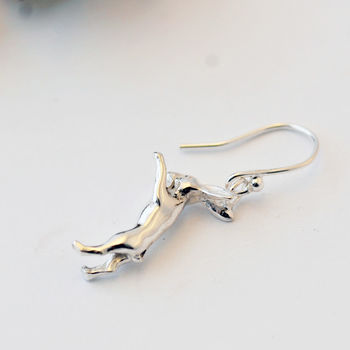 Boxing Hare Earrings In Sterling Silver, 4 of 10