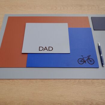Cyclists Personalised Leather Desk Mat, 3 of 4
