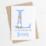 Personalised Christening Card Blue Rabbit, thumbnail 4 of 4