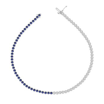 Undecided Tennis Bracelet, Diamond And Blue Sapphire, 2 of 3