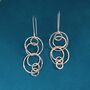 Circle Hammered Sterling Silver Long Drop Earrings, thumbnail 1 of 6