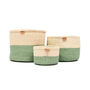 Wilaya: Green Colour Block Woven Basket, thumbnail 4 of 10