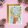 Be Merry And Bright Reindeer Greeting Card, thumbnail 1 of 2