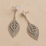 Statement Sparkle Leaf Drop Earrings, thumbnail 2 of 4