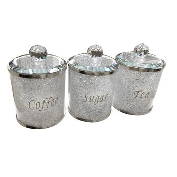 Tea Coffee Sugar Storage Jars With Swarovski Crystals, 3 of 4