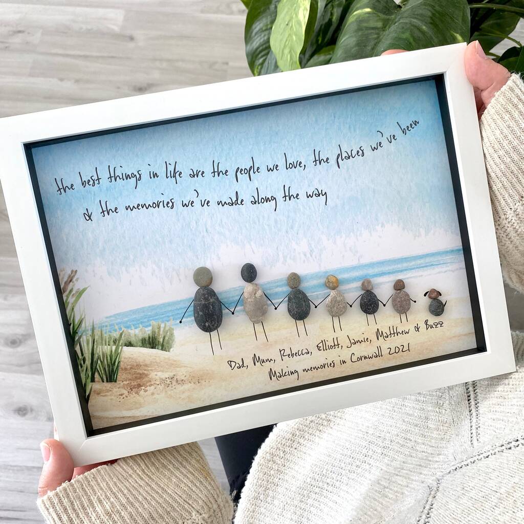 Personalised Family Seaside Beach Pebble Picture, 1 of 2