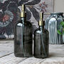 Smoke Grey Glass Bottle With Brass Pump Various Sizes, thumbnail 1 of 4