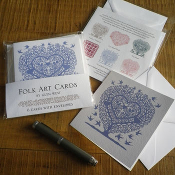 Pack Of Six Folk Art Inspired Cards, 6 of 6